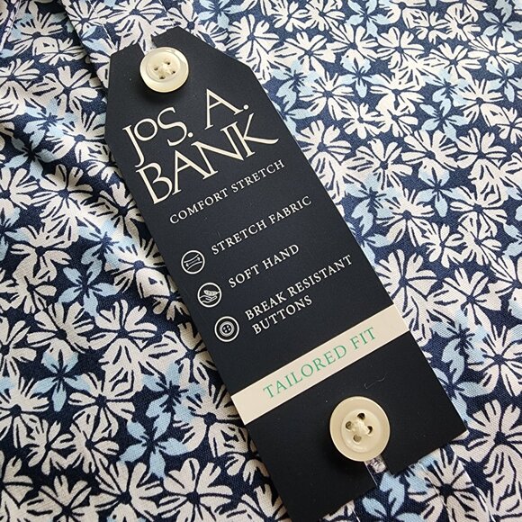 Small Casual Blue Floral Shirt Jos A Bank S New Mens Size Long Sleeve Tailored - Picture 5 of 17